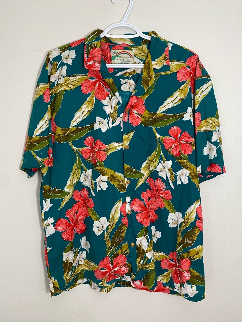 L.L. Bean Paradise Found Made in Hawaii Vintage Floral Print Shirt Large